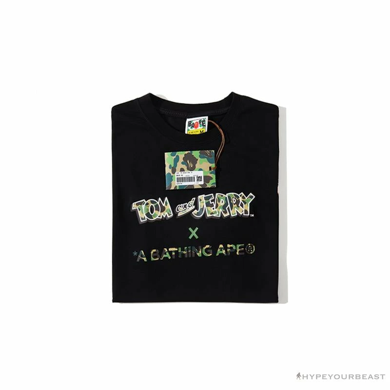 Clothes BAPE Little Ape Head Tom And Jerry Chase Tee Shirt ‘BLACK’