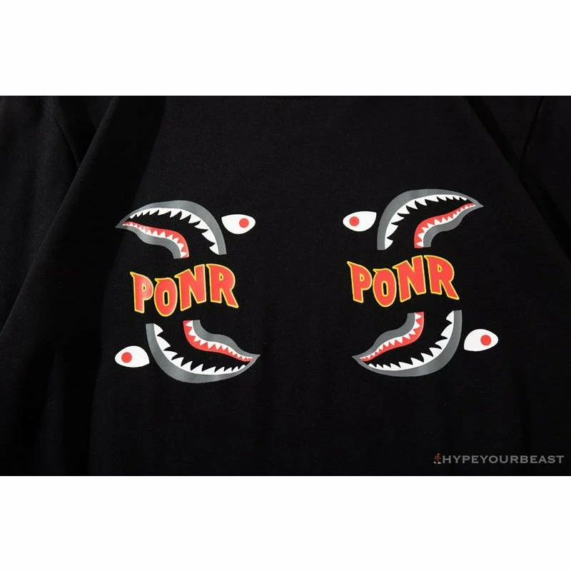 BAPE Shark Head PONR Tee Shirt ‘BLACK’ Clothes