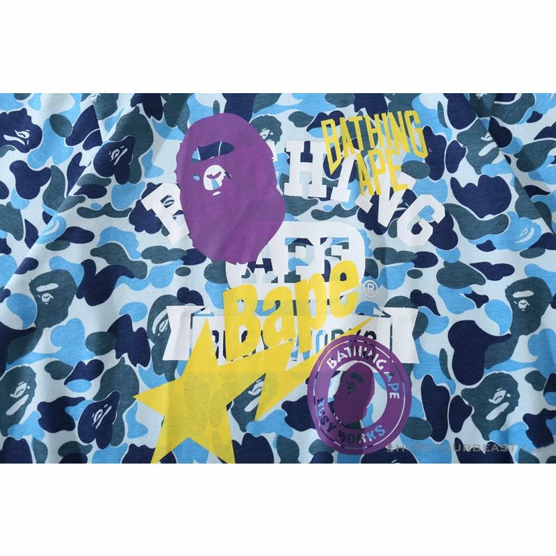 BAPE Ape Head Star Camouflage Shading Tee Shirt ‘BLUE’
