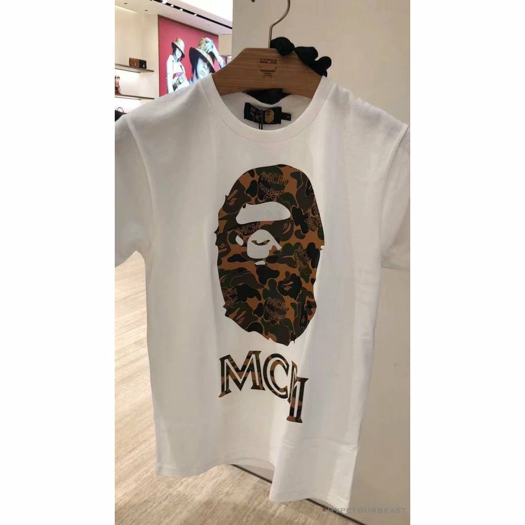 BAPE X MCM Camouflage Ape Head Tee Shirt ‘WHITE’