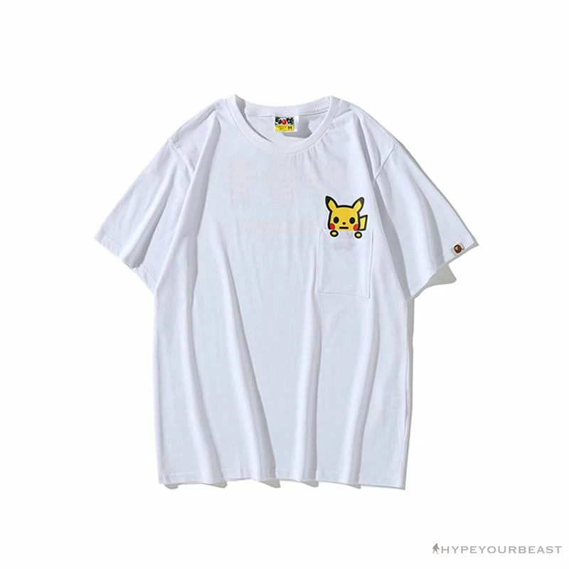 Clothes BAPE Baby Milo Pocket Pikachu Tee Shirt ‘WHITE’