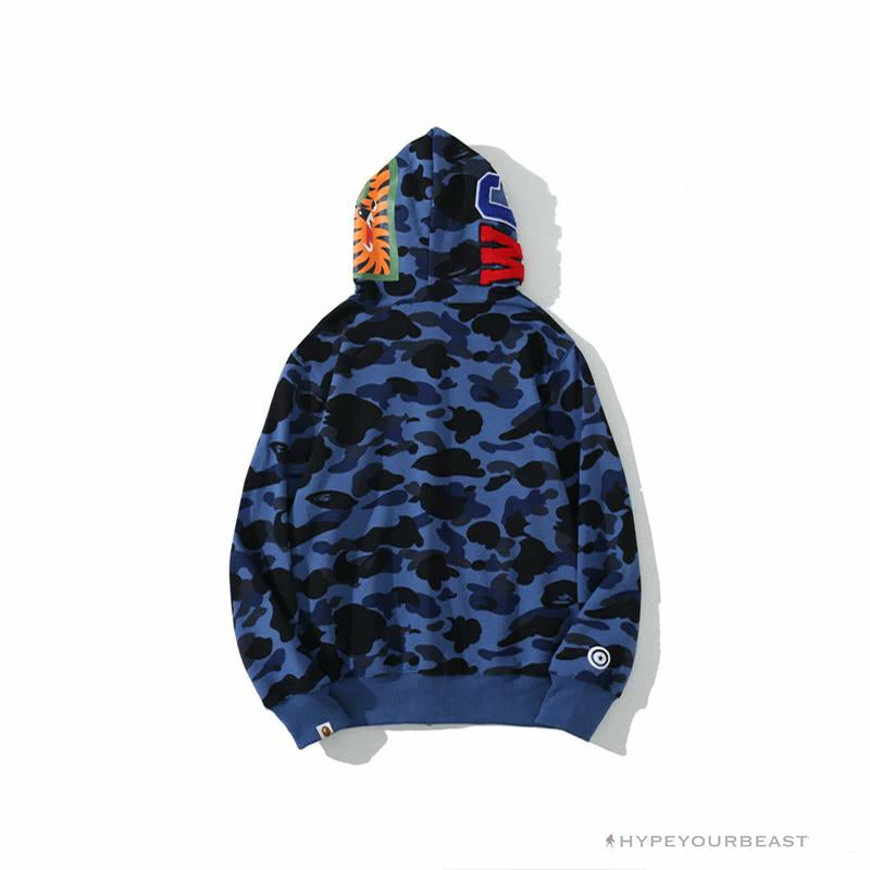 Clothes BAPE Camo Hoodie Shark Head ‘NAVY BLUE’