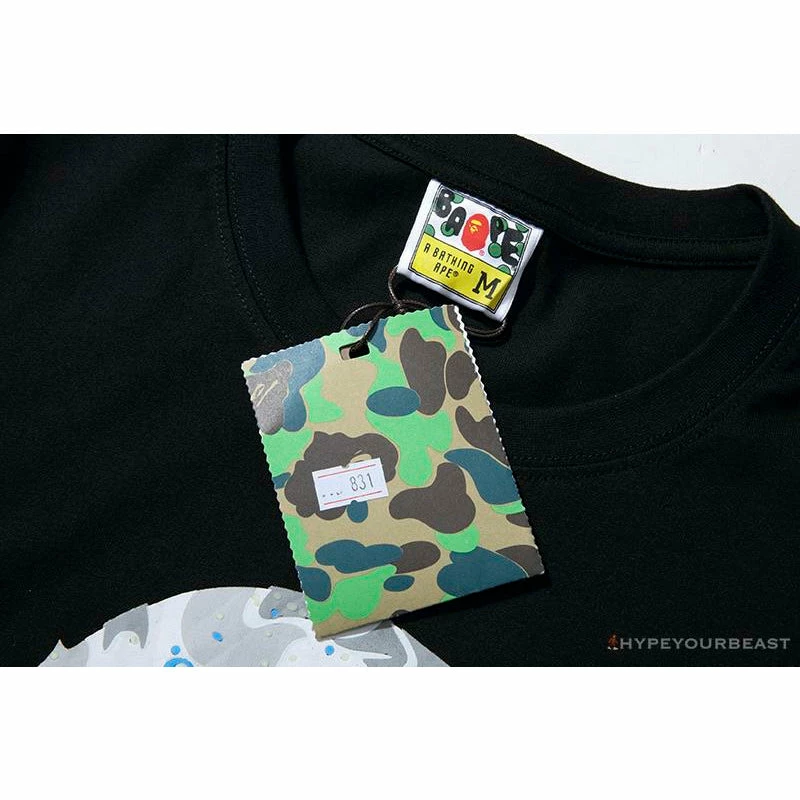 Clothes BAPE Starry Sky Camouflage Luminous Great Ape Man Head Tee Shirt ‘BLACK’