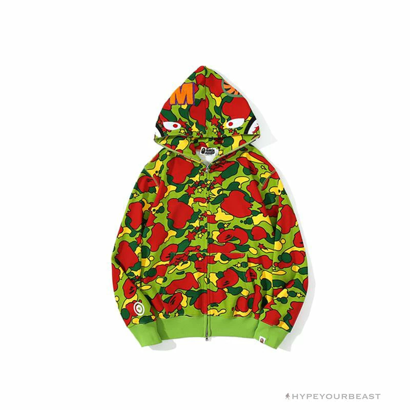 BAPE Shark Head STA Star Camouflage Hoodie ‘GREEN’