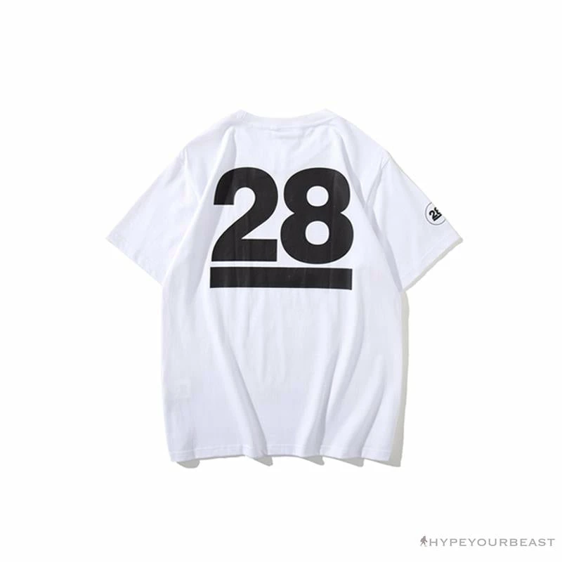 BAPE Ape Man Head 28th Anniversary Camouflage Color Block Tee Shirt ‘WHITE’