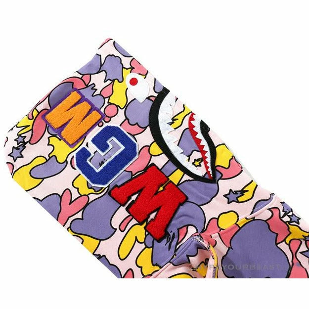 BAPE Shark Head STA Star Camouflage Hoodie ‘PINK’
