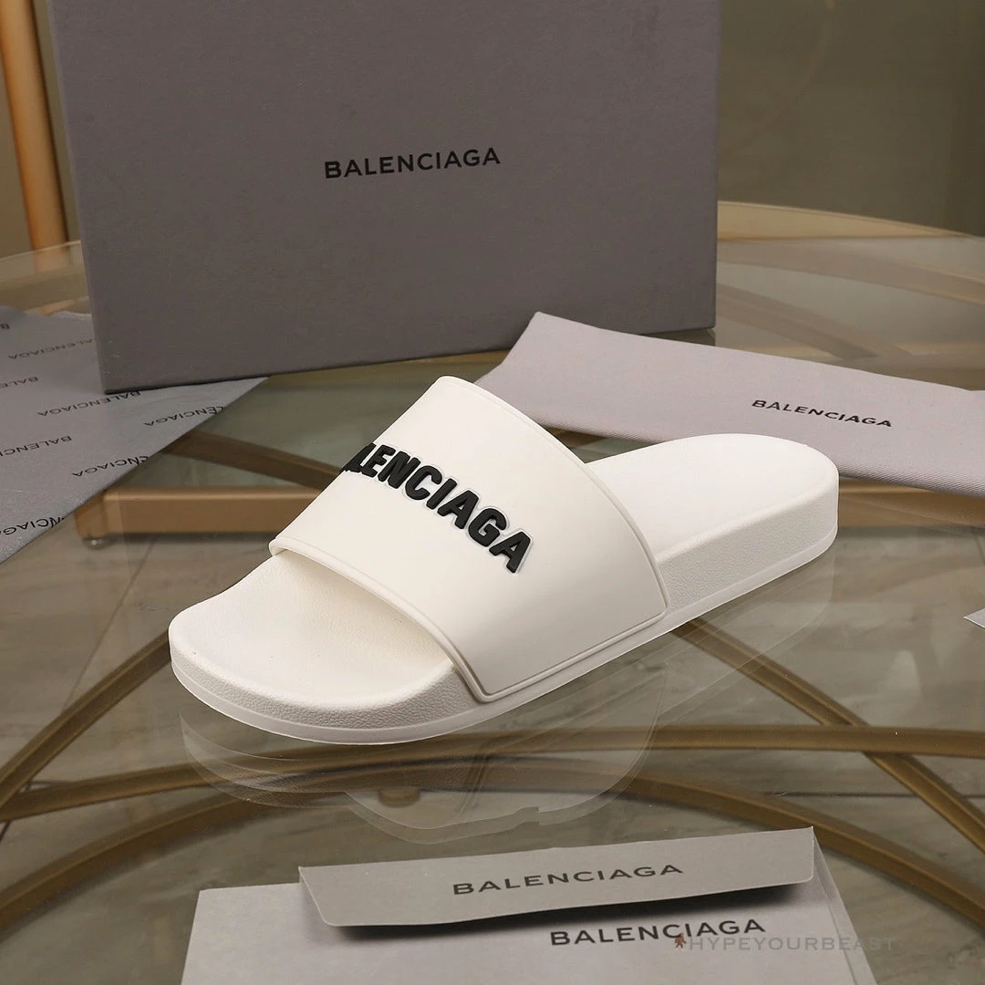 hypeyourbeast Ba*len*cia*ga slides bcg slides white