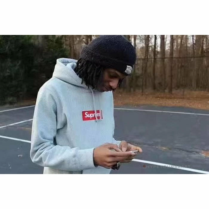 S*p*e box logo hoodie white red