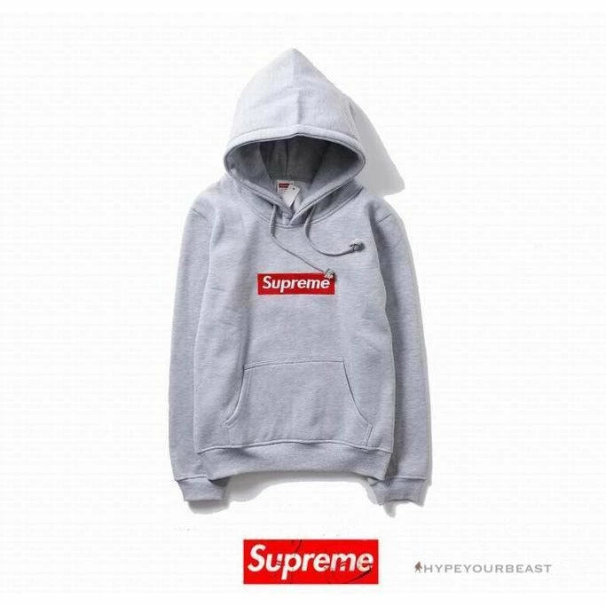 S*p*e box logo hoodie grey red