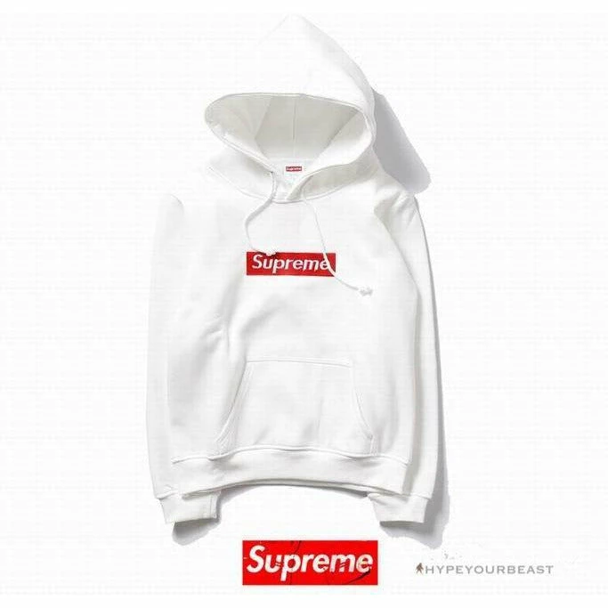 S*p*e box logo hoodie white red