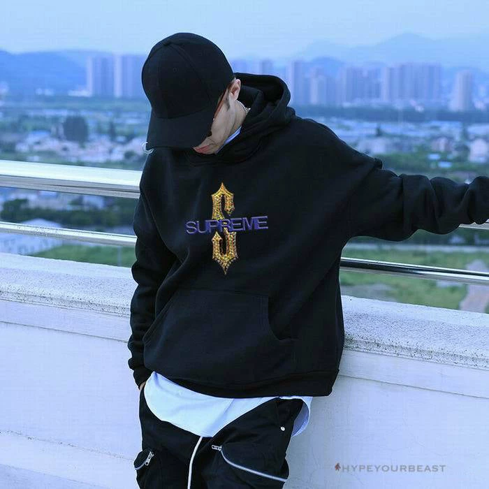 S*p*e hoodie black gold s purple hoodies & jackets