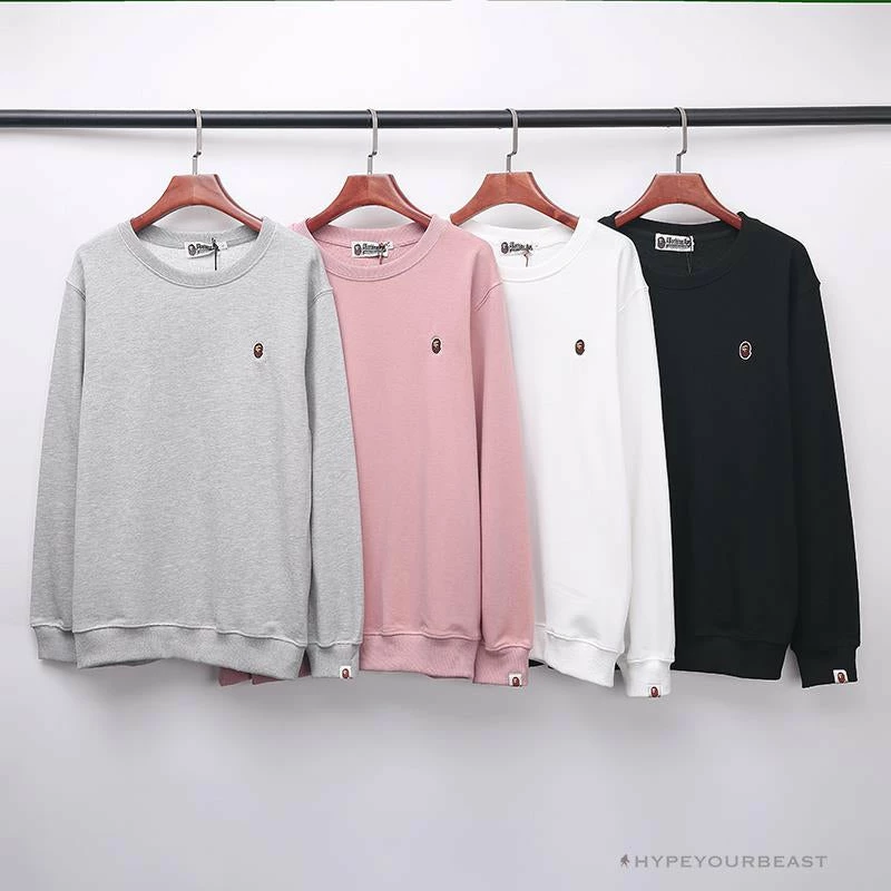 BAPE Classic Ape Head Embroidered Long Sleeve Shirt ‘WHITE’ Clothes