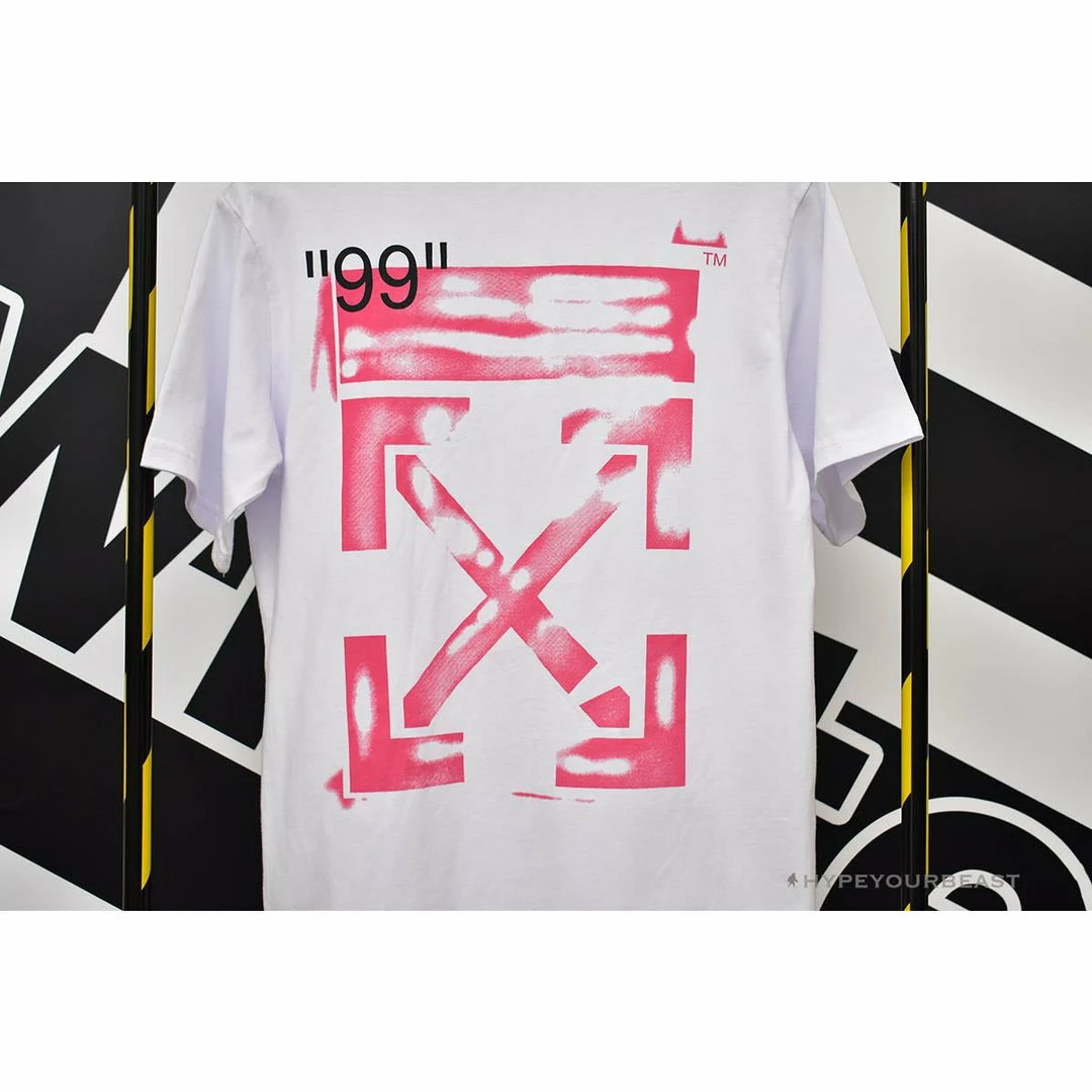 OFF-WHITE 99 Pink Arrow Tee Shirt ‘WHITE’