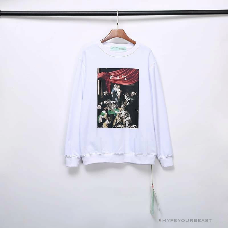 OFF-WHITE New Madonna Painting Cotton Terry Long Sleeve Shirt ‘WHITE’ Shirts