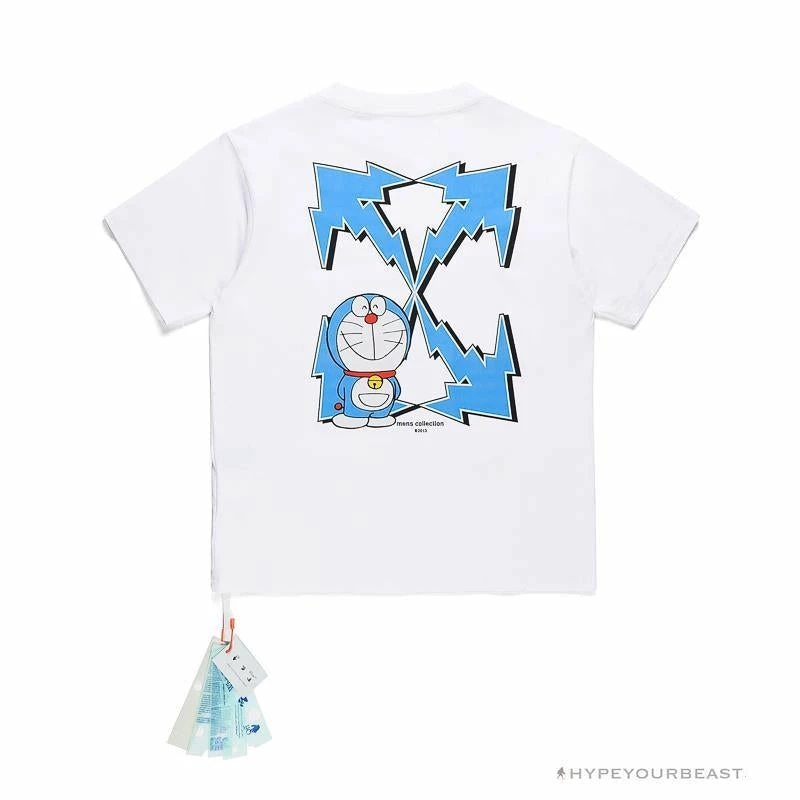 OFF-WHITE Spoof Doraemon Arrow Tee Shirt White T-Shirts