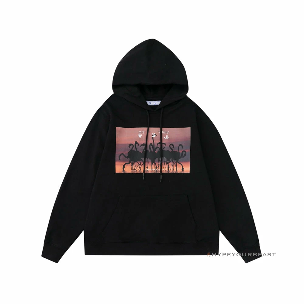 HypeYourBeast Off White Hoodie Flamingo – Black Hoodies & Jackets