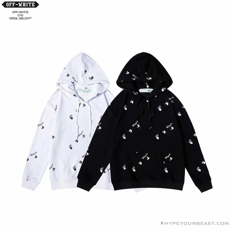 OFF-WHITE Classic Print Hoodie ‘WHITE’ Hoodies & Jackets