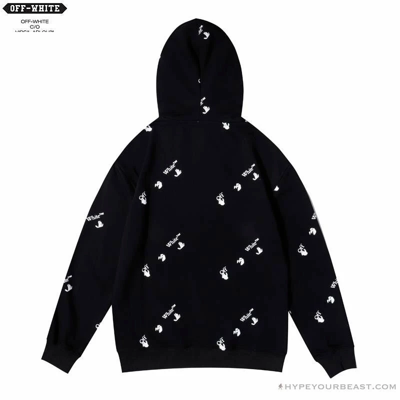 OFF-WHITE Classic Print Hoodie ‘BLACK’ Hoodies & Jackets