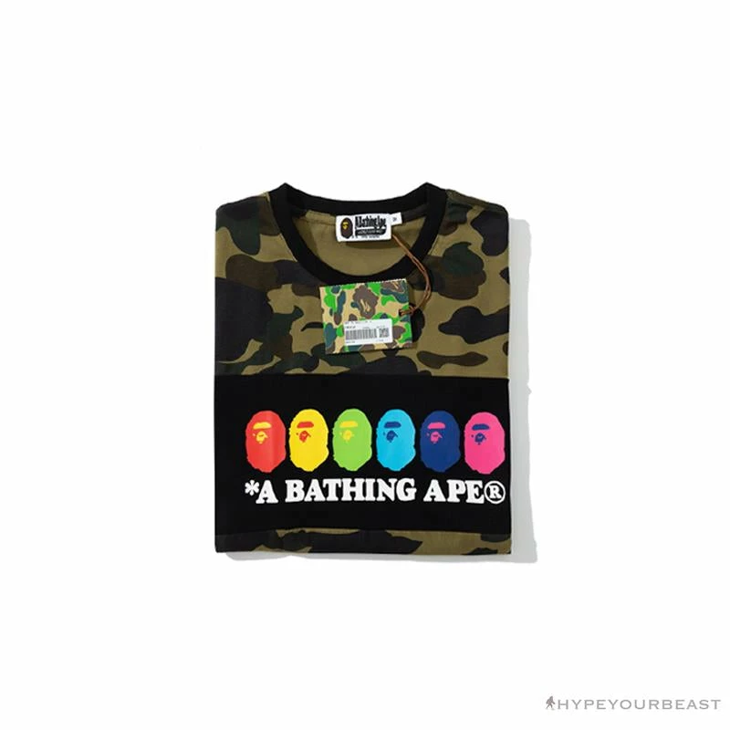 BAPE KIDS Color Ape Head Camouflage Tee Shirt ‘GREEN’ Clothes