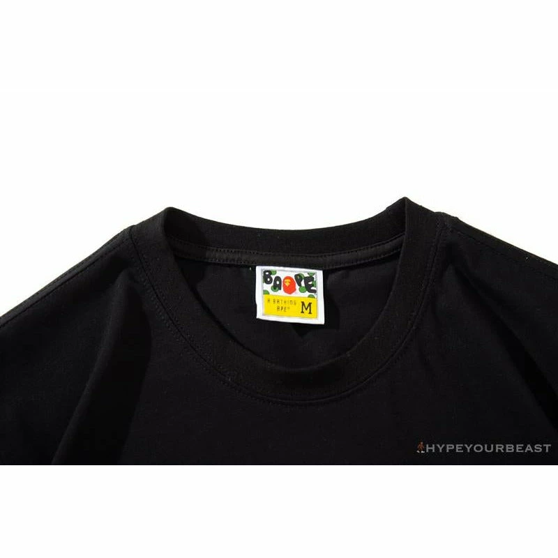 BAPE Ape Man Head 28th Anniversary Camouflage Color Block Tee Shirt ‘BLACK’ Clothes