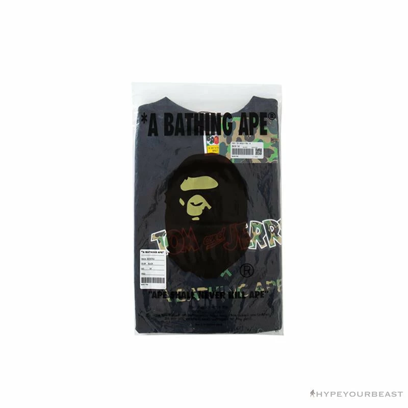 Clothes BAPE Little Ape Head Tom And Jerry Chase Tee Shirt ‘BLACK’