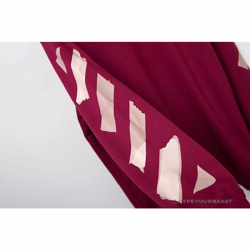 OFF-WHITE Rubber Strip Arrow Hoodie ‘WINE RED’