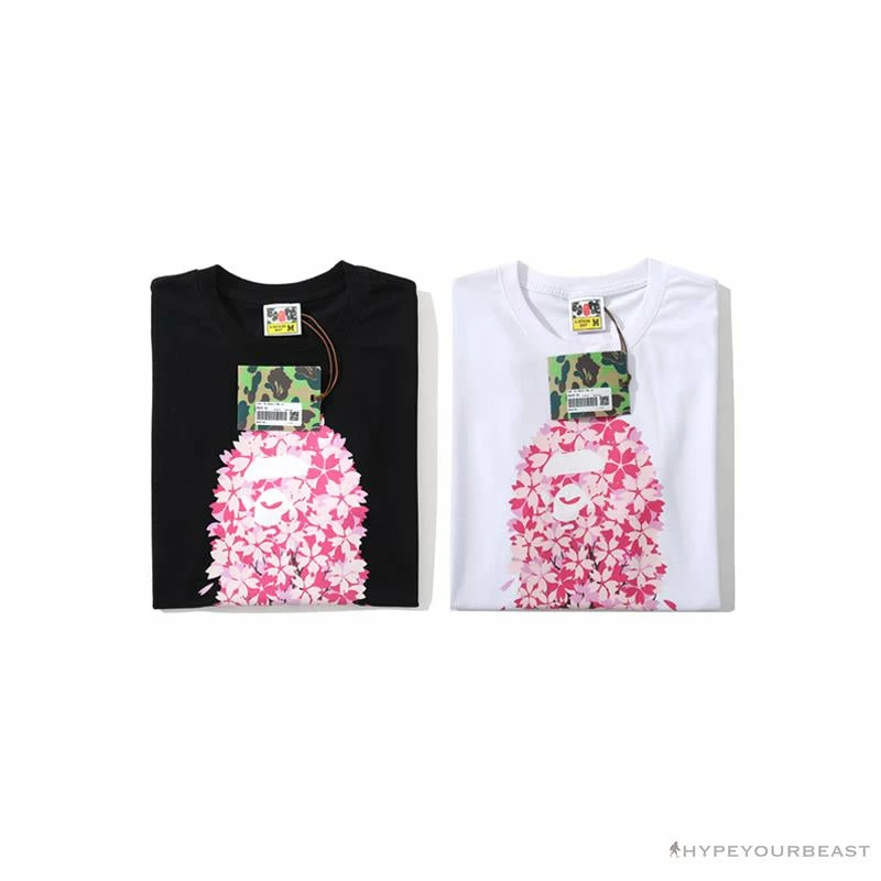 BAPE Japan Limited Edition Pink Cherry Tree Tee Shirt ‘WHITE’