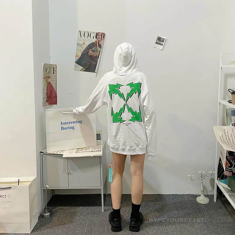 HypeYourBeast Off-White Green Hoodie – White Hoodies & Jackets