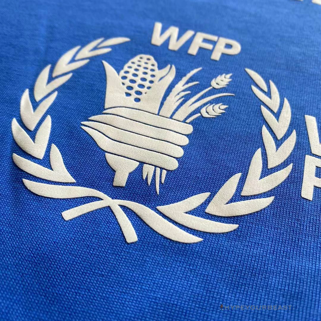 bcg S*pport word food programme tee shirt blue