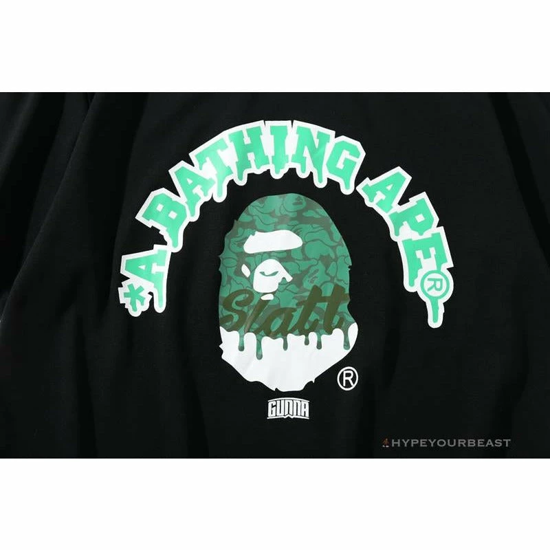 Clothes BAPE Paint Splash Green Camouflage Tee Shirt ‘BLACK’