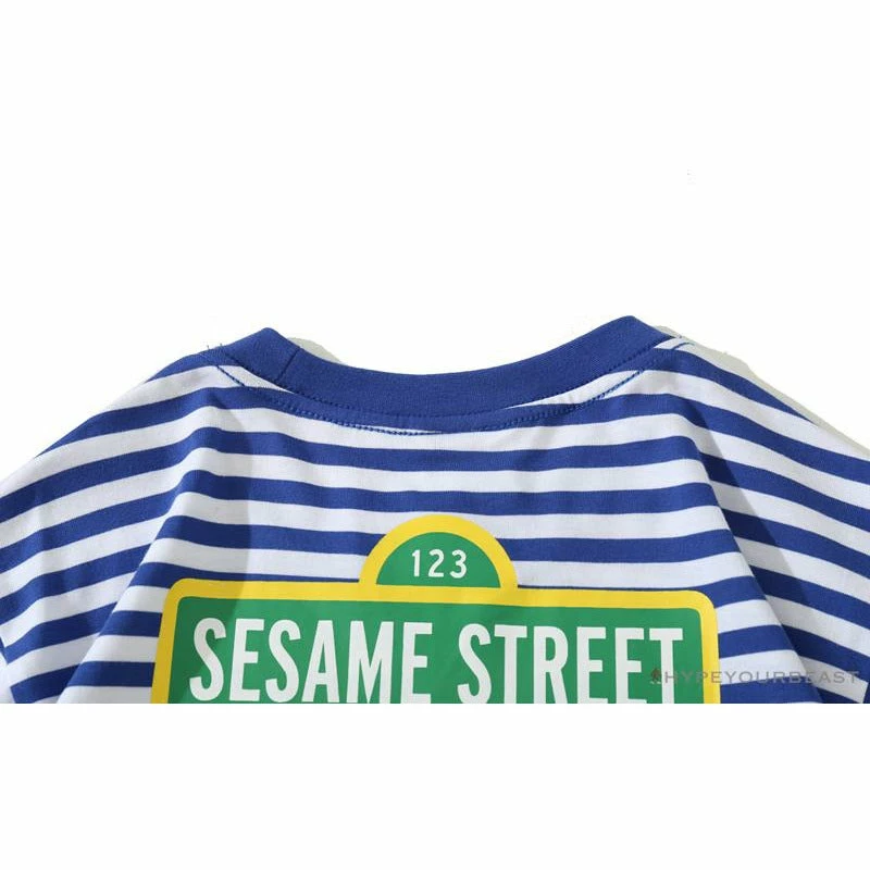 Clothes BAPE Baby Milo Sesame Street Striped Tee Shirt ‘BLUE’
