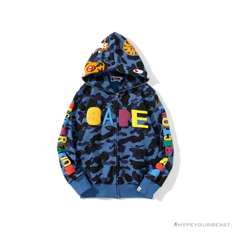 BAPE X Readymade Tiger Head Foam Camouflage Hoodie ‘BLUE’ Clothes