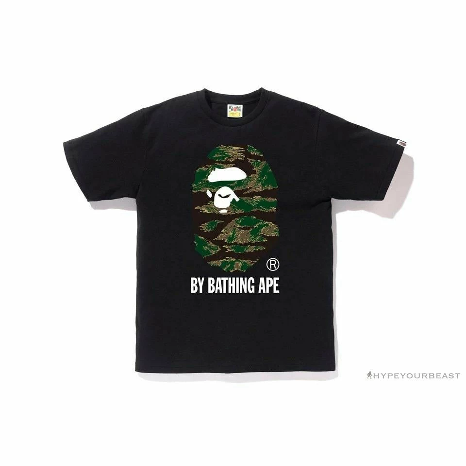 BAPE Tiger Pattern Camouflage Ape Initials Tee Shirt ‘BLACK’ Clothes