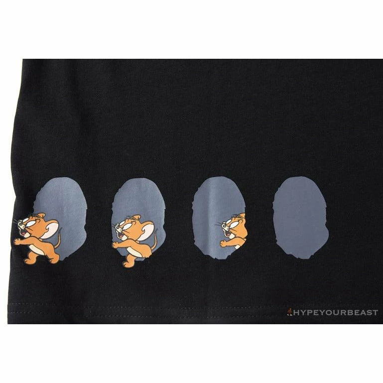 Clothes BAPE Little Ape Head Tom And Jerry Chase Tee Shirt ‘BLACK’