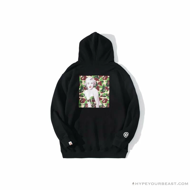 Clothes BAPE Marilyn Monroe Camouflage Background Hoodie ‘BLACK’