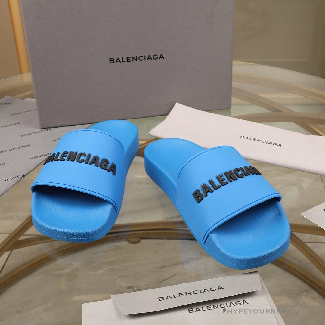 hypeyourbeast Ba*len*cia*ga slides bcg slides blue