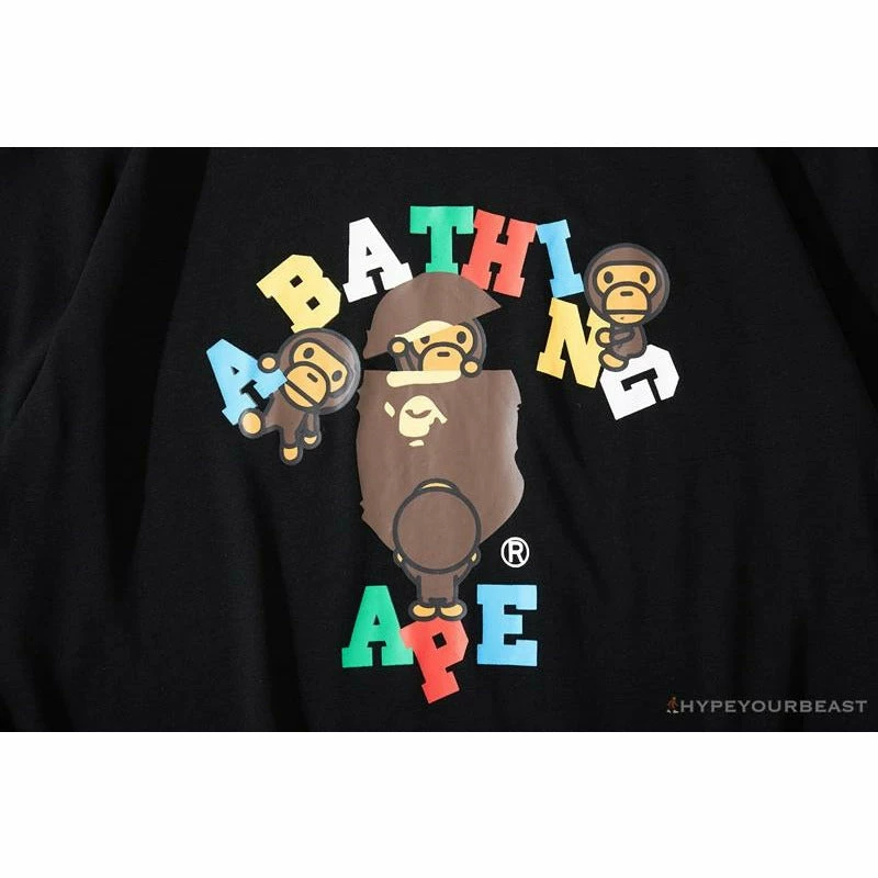 BAPE Baby Milo Color Letter Monkey Tee Shirt ‘BLACK’