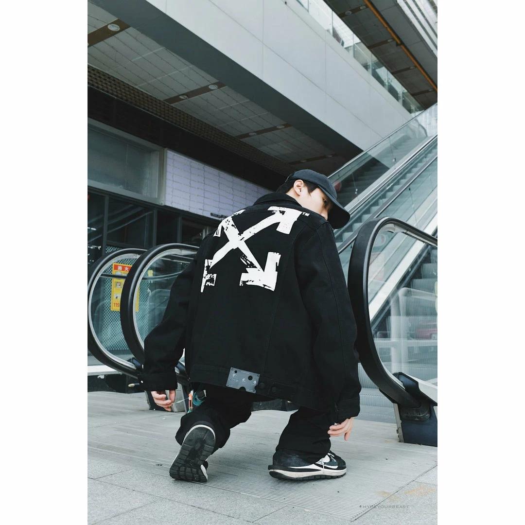 HypeYourBeast Off White Denim Black Jacket – White Hoodies & Jackets