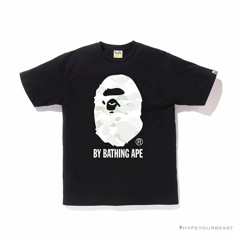 BAPE Luminous Spots Camouflage Great Ape Man White Head Cotton Short Sleeve Tee Shirt ‘BLACK’ Clothes