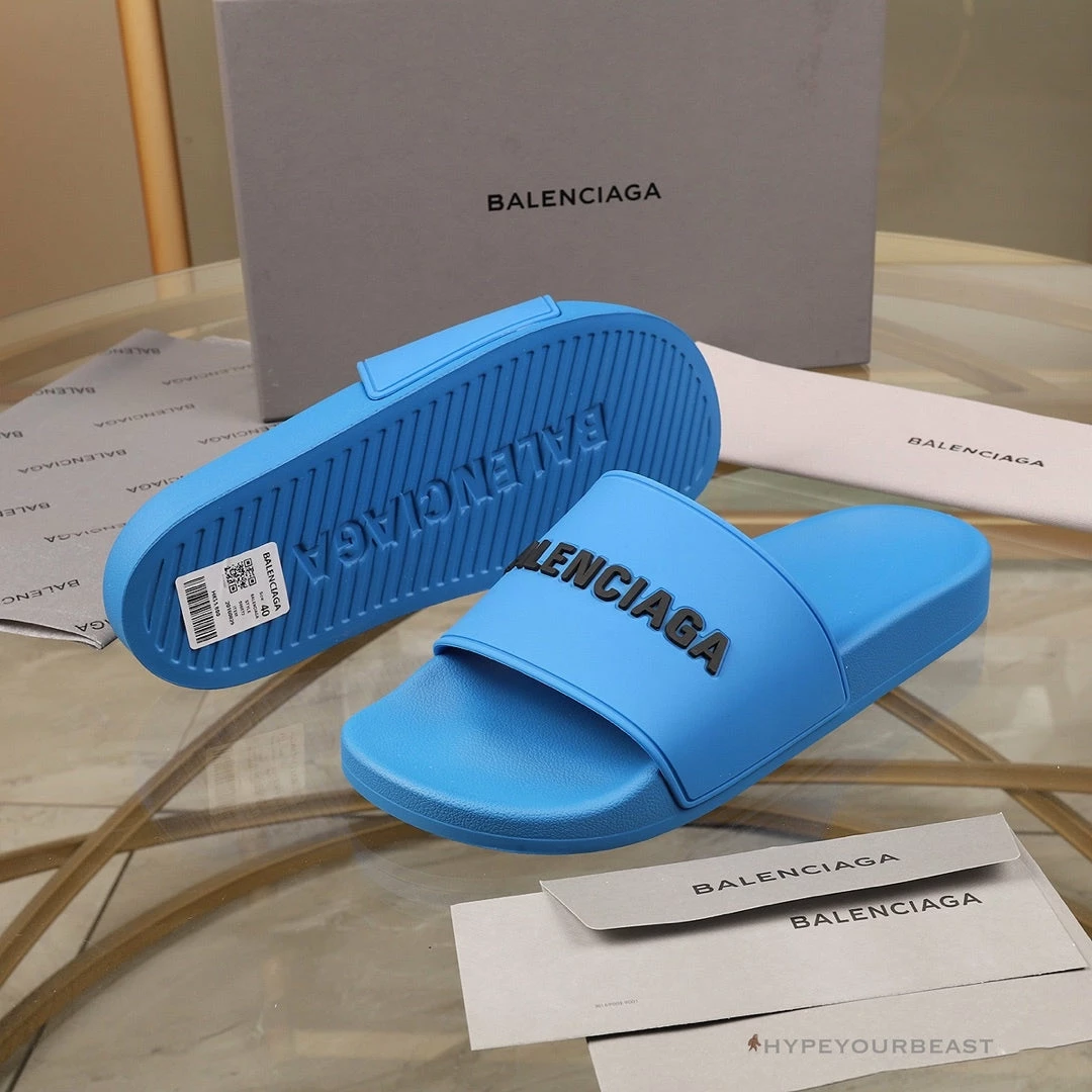 hypeyourbeast Ba*len*cia*ga slides bcg slides blue