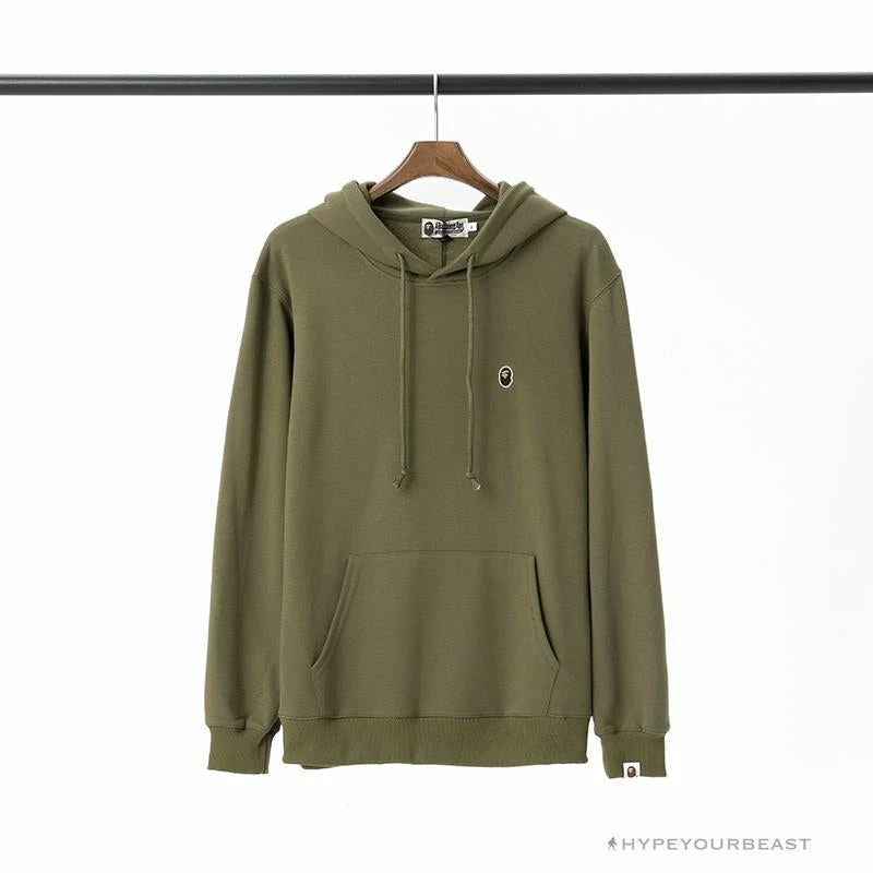 BAPE Classic Ape Head Embroidered Standard Cotton Terry Hoodie ‘ARMY GREEN’