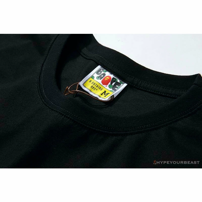 BAPE Luminous Spots Camouflage Great Ape Man White Head Cotton Short Sleeve Tee Shirt ‘BLACK’ Clothes