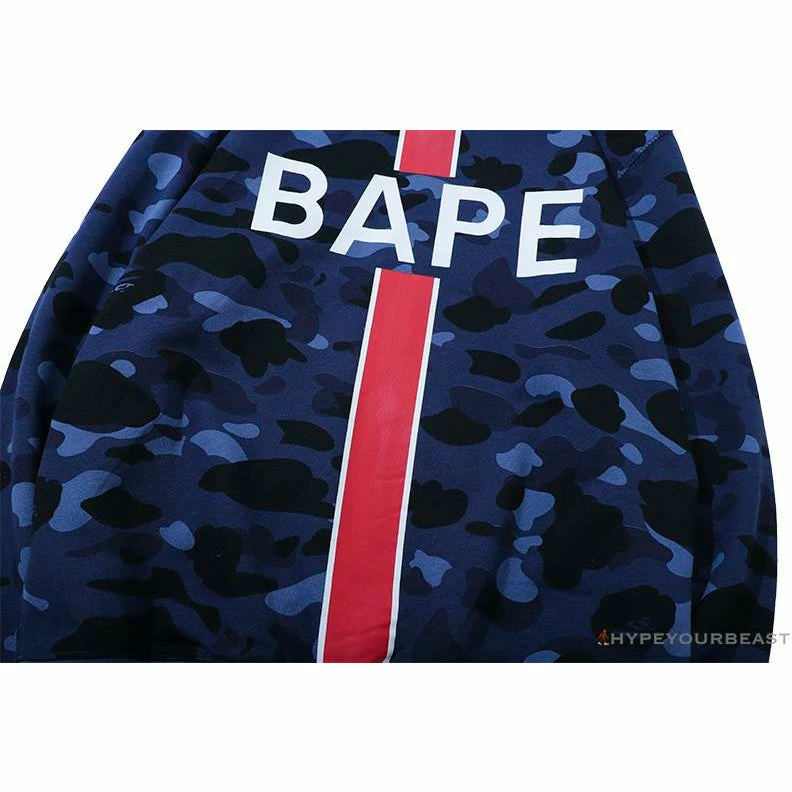 BAPE X PSG Paris Saint-Germain Camouflage Blue Hoodie Clothes