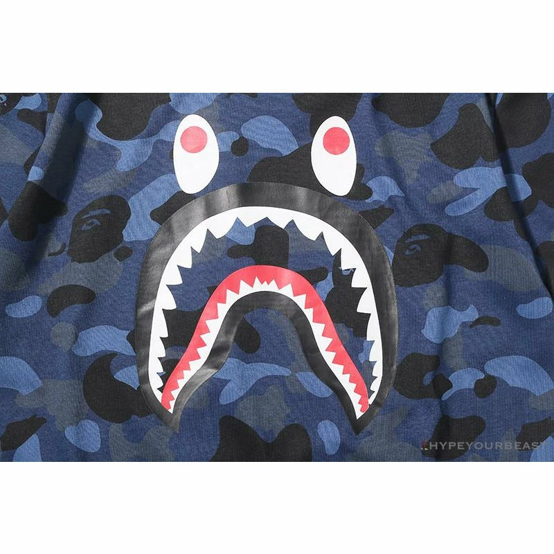 BAPE Camouflage Shark Head Classic Cotton Short Sleeve Tee Shirt ‘BLUE’ Clothes