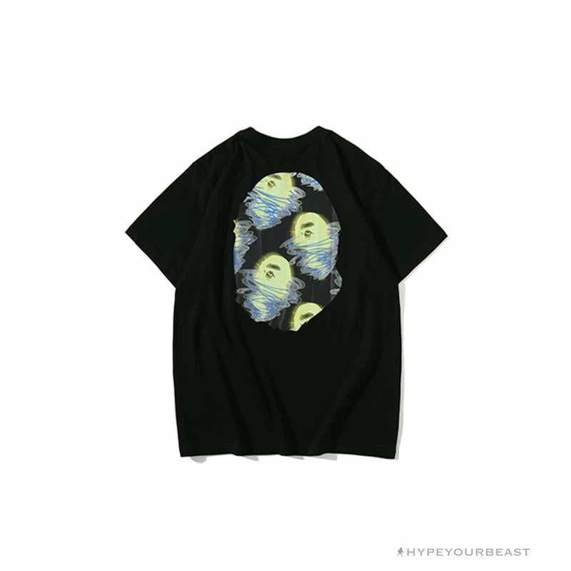 Clothes BAPE Green Ape Head Blue Storm Tee Shirt ‘BLACK’