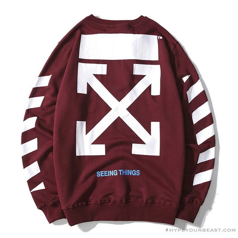 OFF-WHITE Classic Basic Cotton Terry Long Sleeve Shirt ‘WINE RED’ Shirts