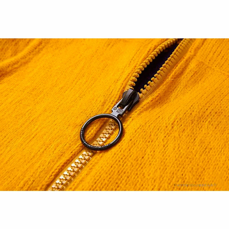 OFF-WHITE Mohair Zip Sweater Hoodie ‘Yellow’