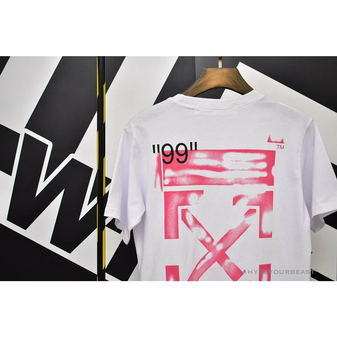 OFF-WHITE 99 Pink Arrow Tee Shirt ‘WHITE’