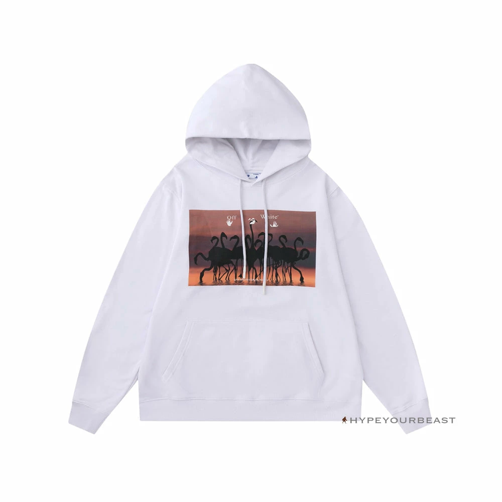 HypeYourBeast Off White Hoodie Flamingo – White Hoodies & Jackets