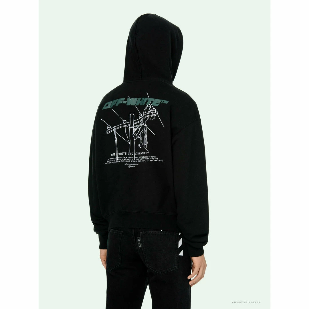 Hoodies & Jackets OFF-WHITE Hand-Painted Utility Pole Worker Hoodie ‘BLACK’